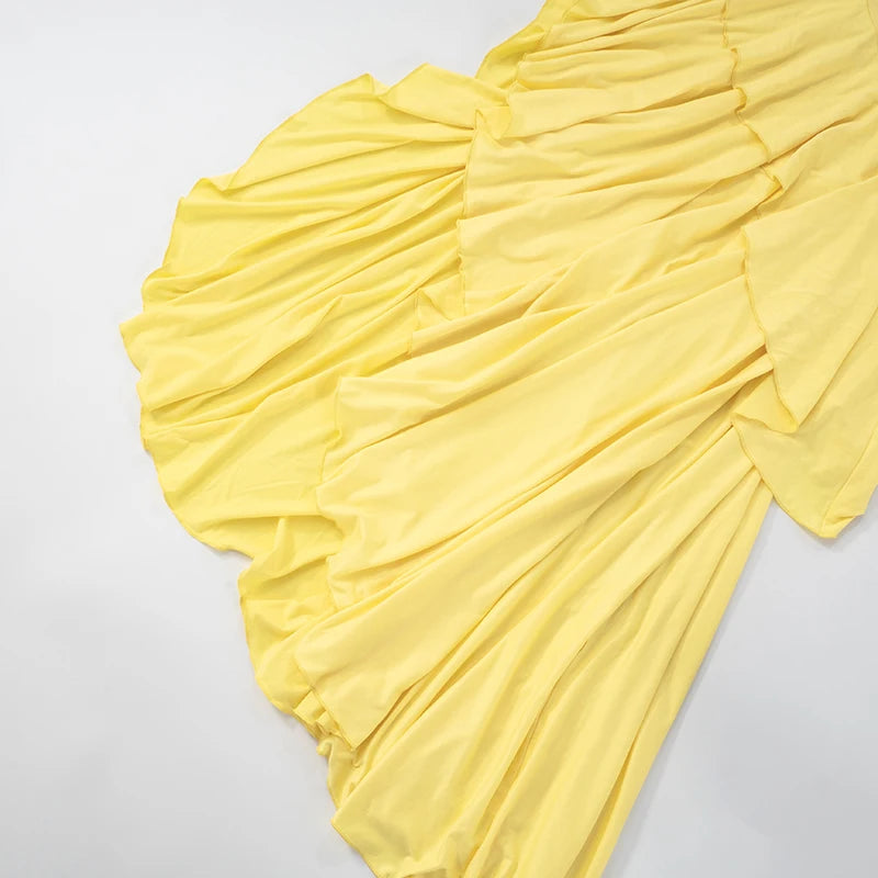 Color Irregular Slim Layered Ruffle Sheath Dress