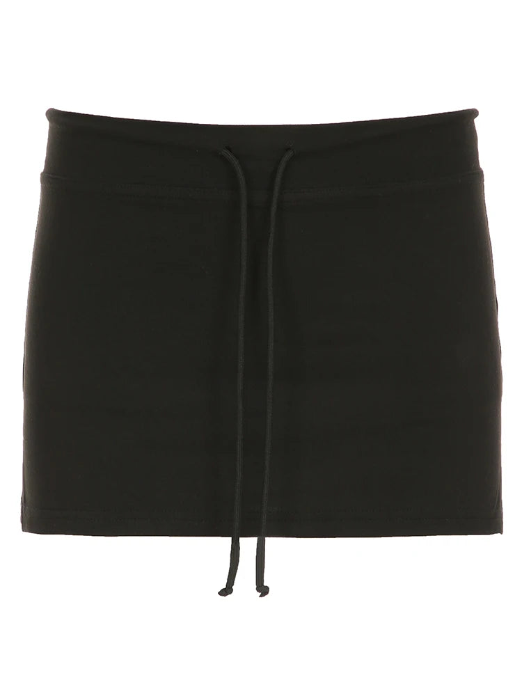 Lace-up Mini Skirts American Retro Short Bottoms A-Line Knit ing