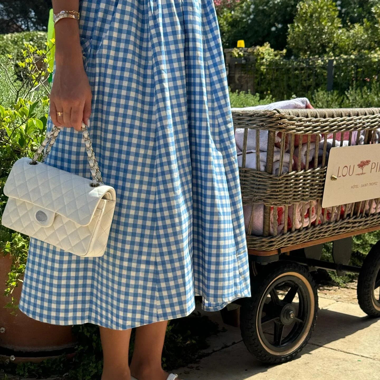 Beautiful Dress Spaghetti Strap Long Plaid Dress with Pocket Dress