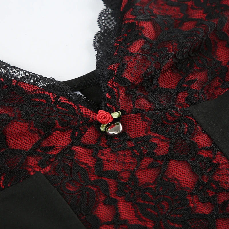 Gothic Lace Floral Vest Slim Backless Knit Top