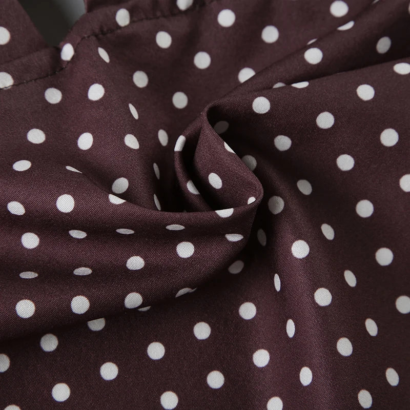 Backless Dot Print Camisole Halter Neck