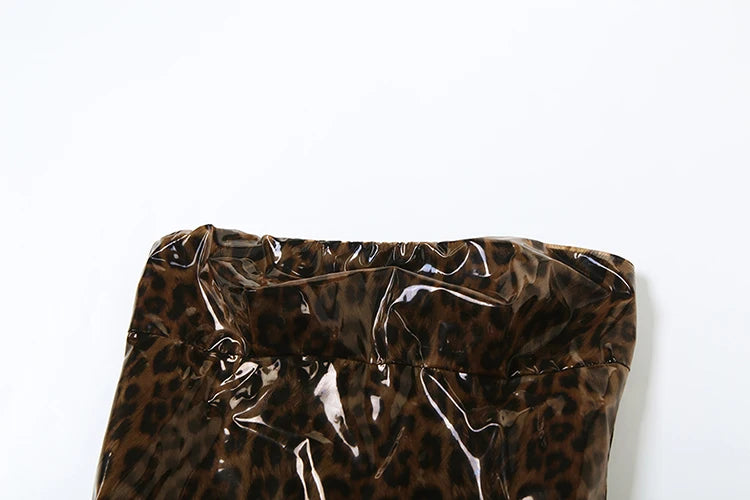 Leopard Hard Mini Dress Patchwork Body-shaping Frock Strapless Backless