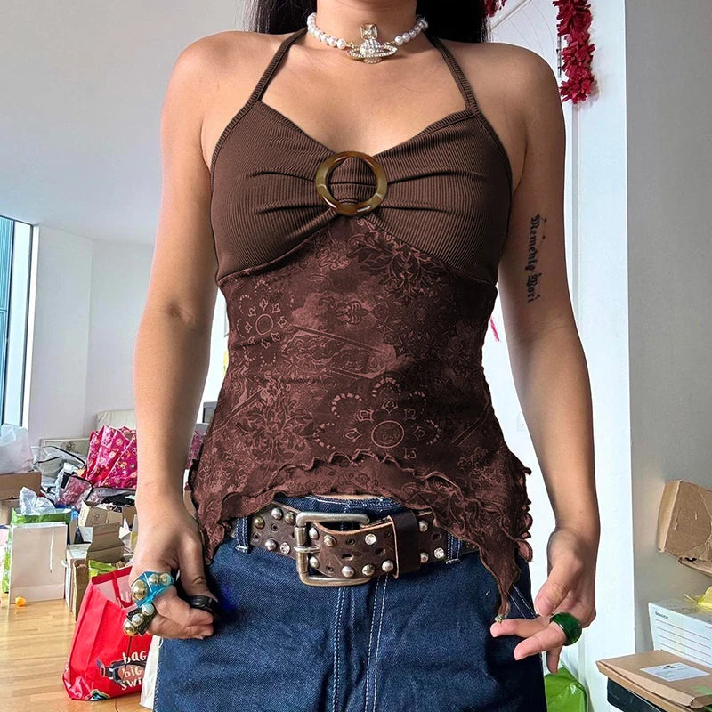 Fairycore Grunge Backless Top