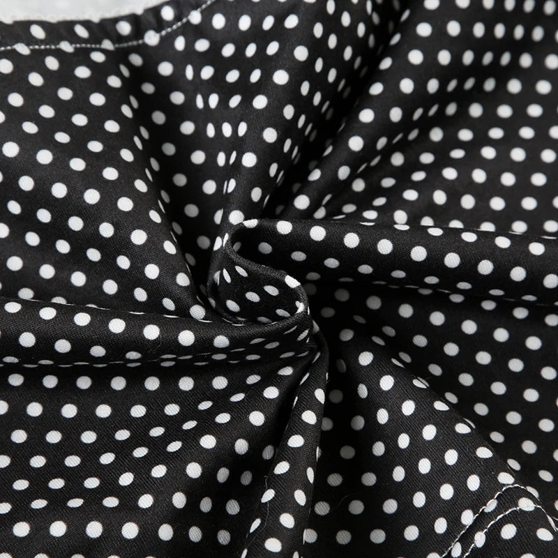 Polka Dot Print Bow Tie Camisole Low Rise Shorts Two-Piece Set Causal Basic Sets