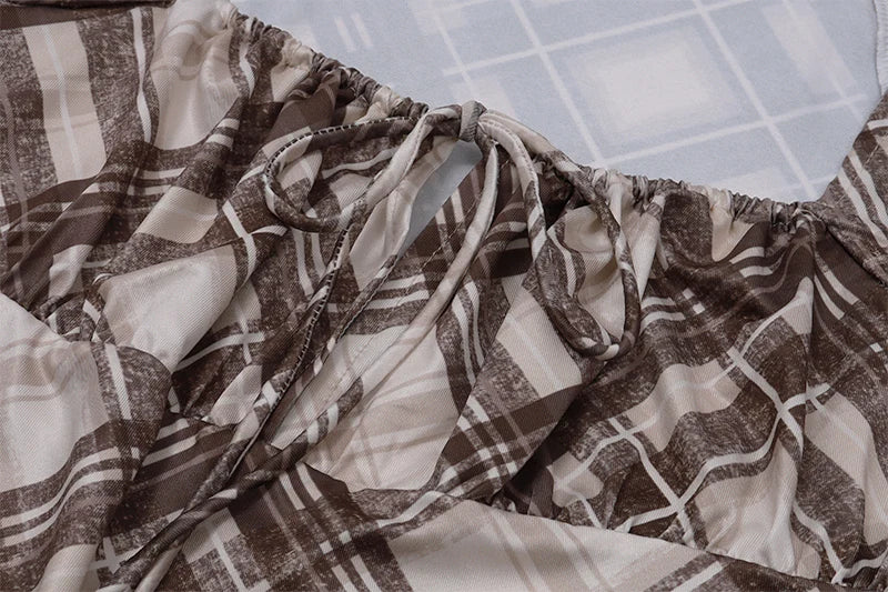 Brown Plaid Slim Top