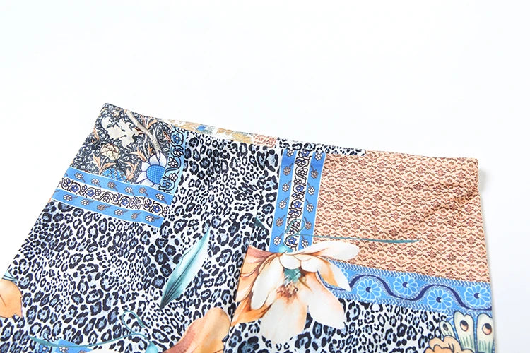 Colorful Print Two Piece Set Tracksuit Backless Camisole Shorts Matching Street Stretch Activity