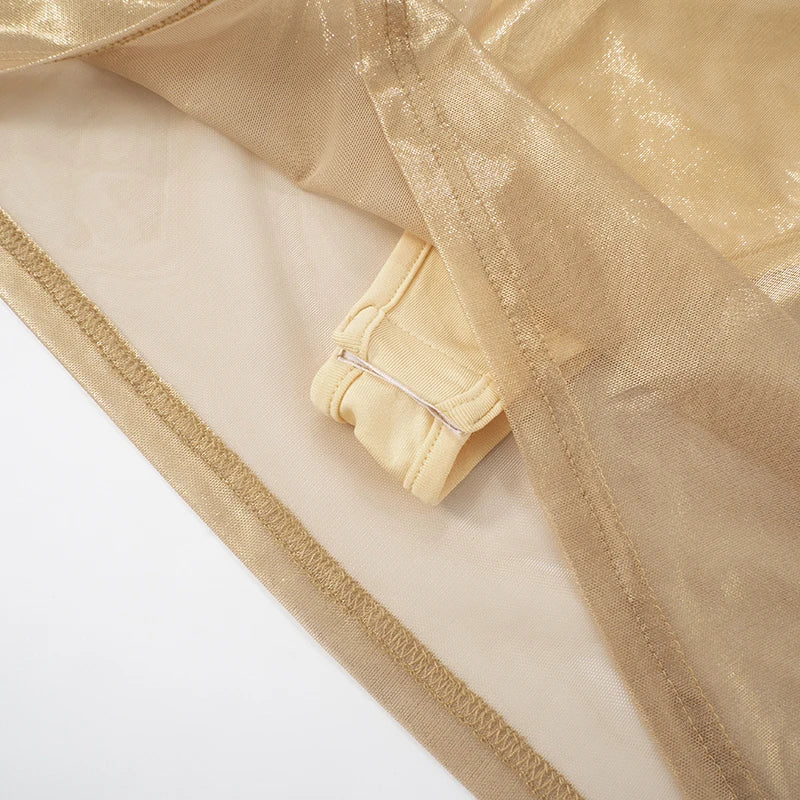 Swing Collar See-Through Dress Tight Camisole Fake Two Wind Dress