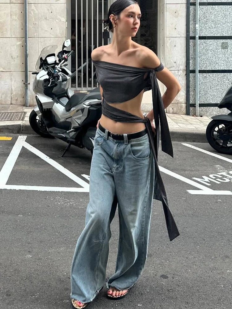 Grey Knit Slim Top