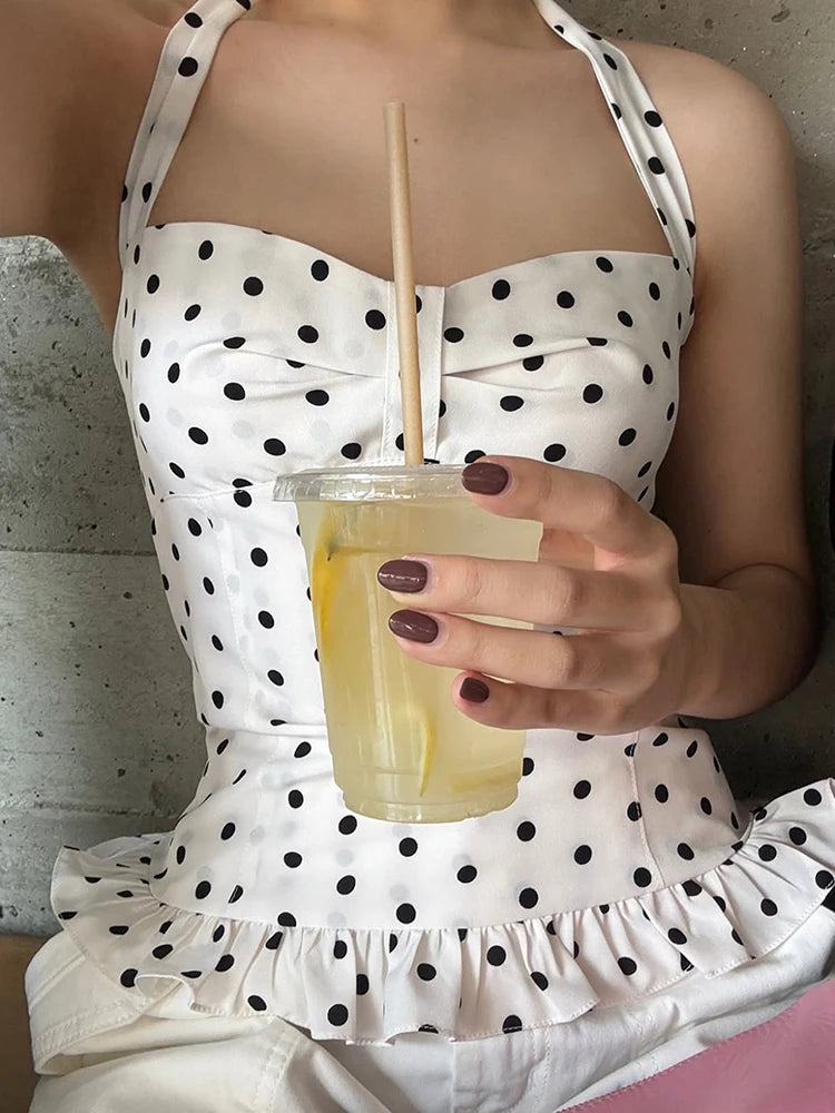 White Polka Dot Top