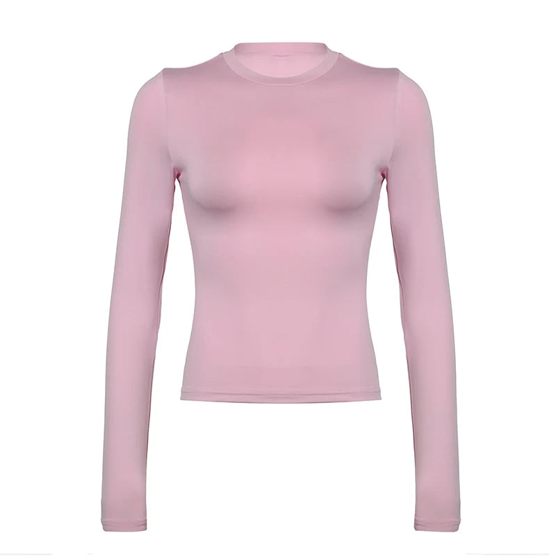Slim Tee Shirt Long Sleeve Crewneck Top