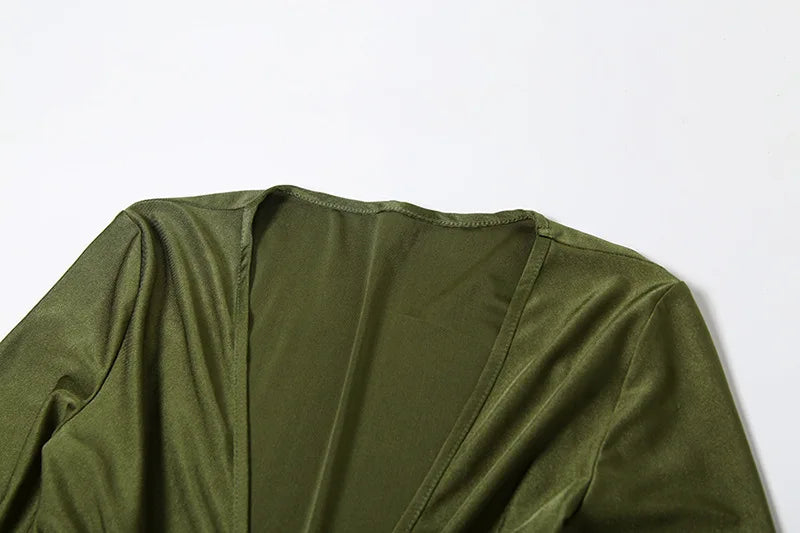 Dress Low Neck Hollow Full Sleeve Body-shaping