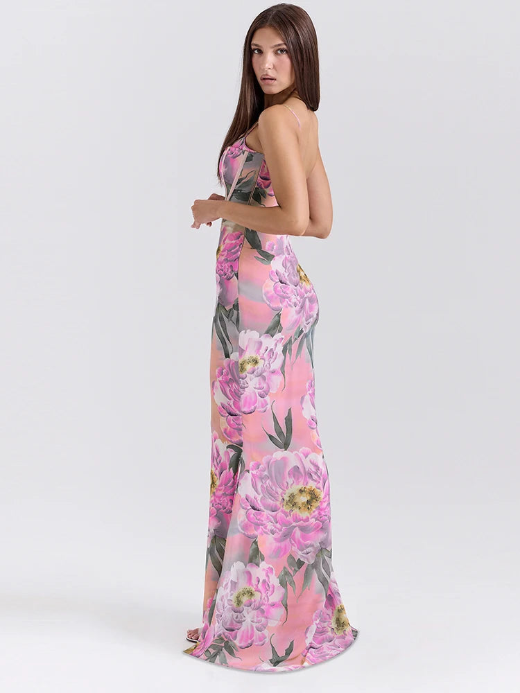 Aesthetic ed Dress Luxury Sleeveless Low Neck Body-shaping Maxi Frock