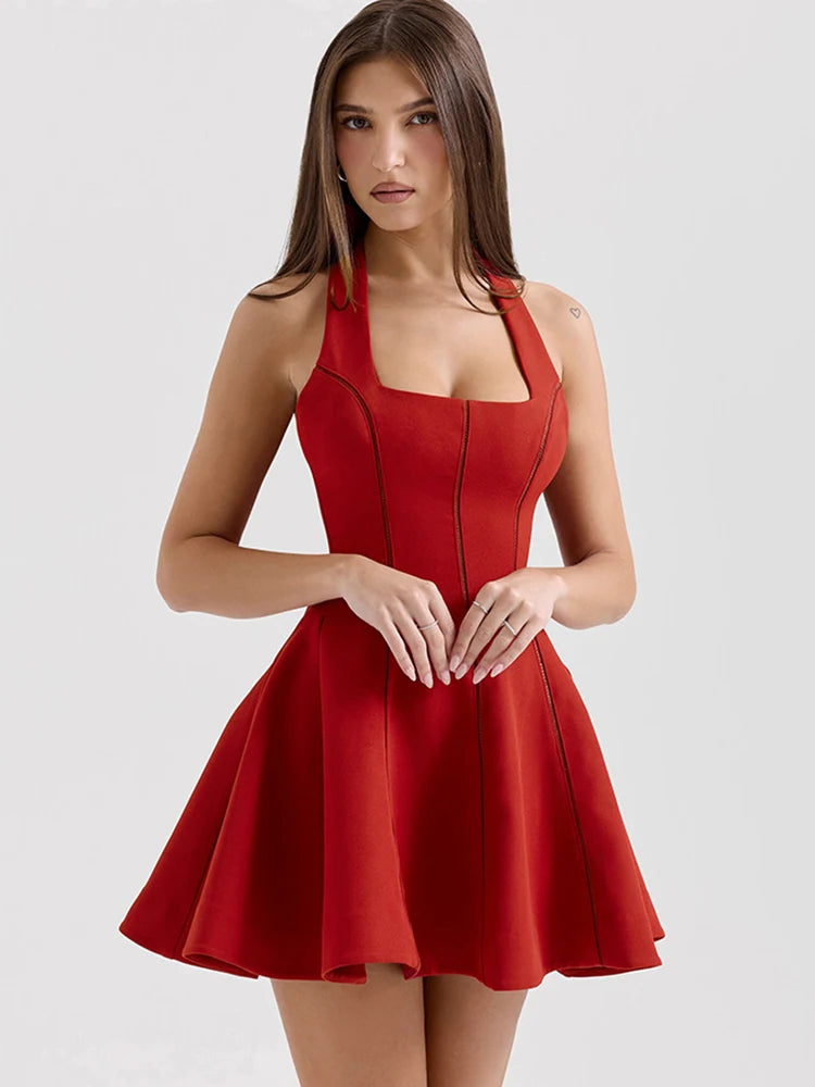 Halter Dress Bandage Low-Neck Hollow Backless Simple Classic Fads Thin
