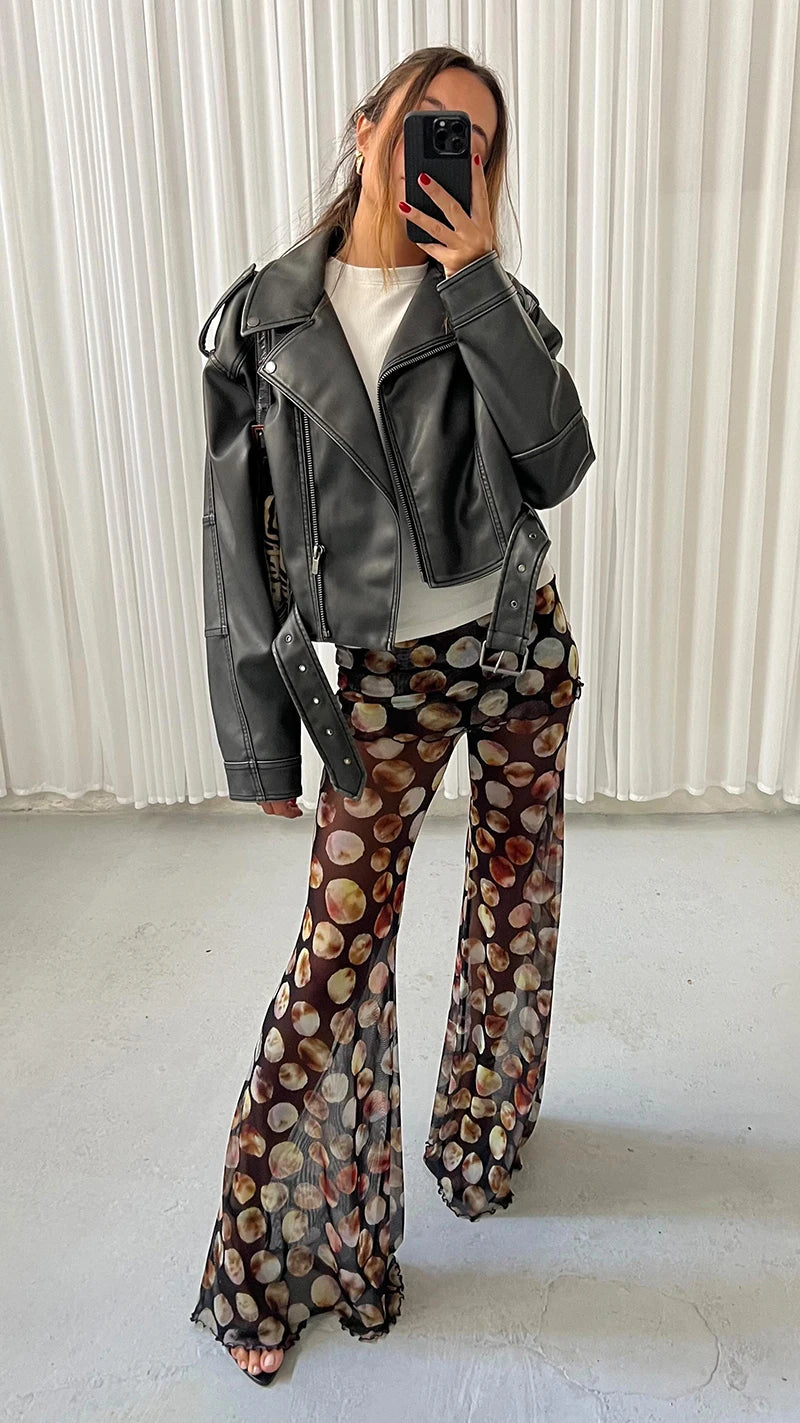 High Waist Mesh Wide Leg Pants