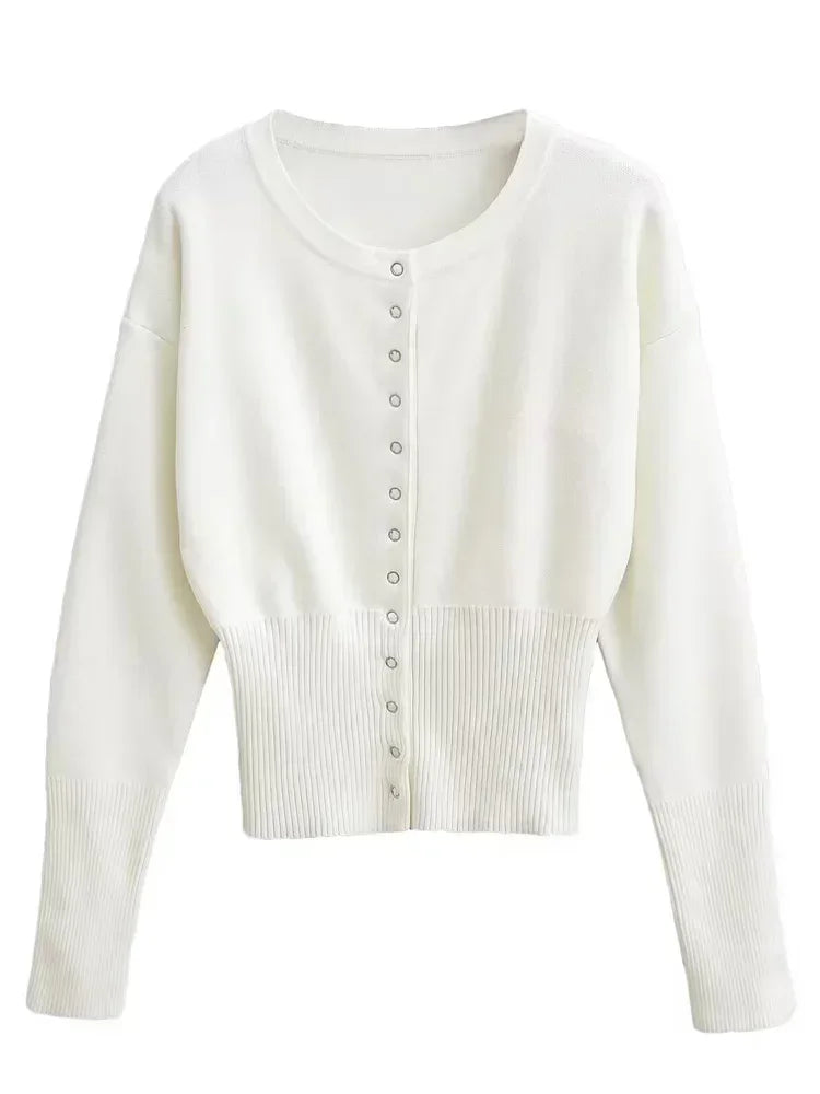 Knit Cardigan Top Ribbed Patchwork Slim Cropped Inner Top Knit Cardigan Out