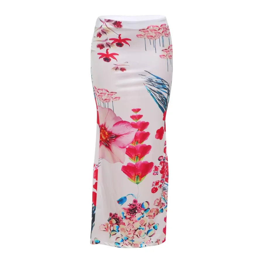 Scenery Maxi Skirt Trend Wait Silky Body-haping Bottom Vacation Dress