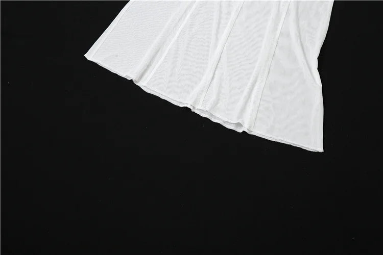 Mesh Patchwork See Through Maxi Dress Slim Coquette Strapless Fit