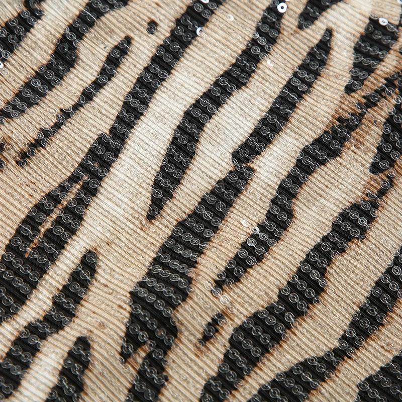 Zebra Striped Sequined Shorts Waist Bottoms Pants Knitted 's