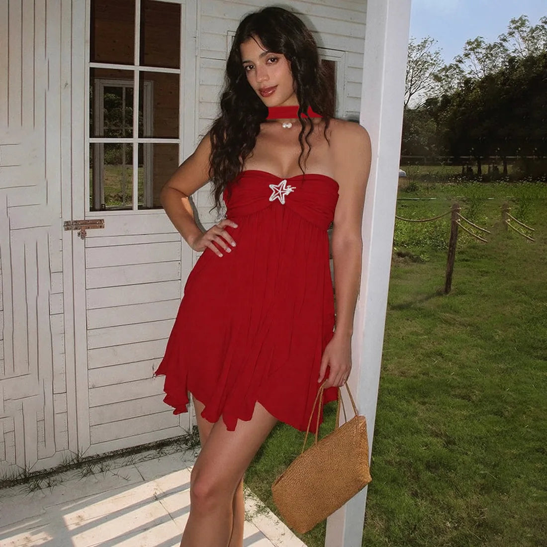 Floral Mesh Backless Strapless Mini Dress