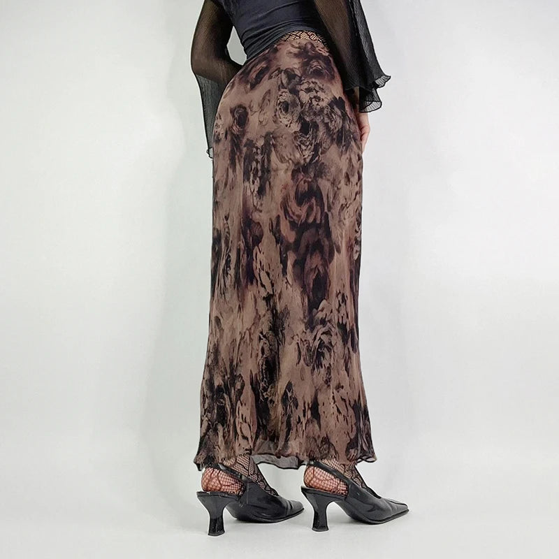 Straight Skirt Long Bottom Retro Fairycore Grunge