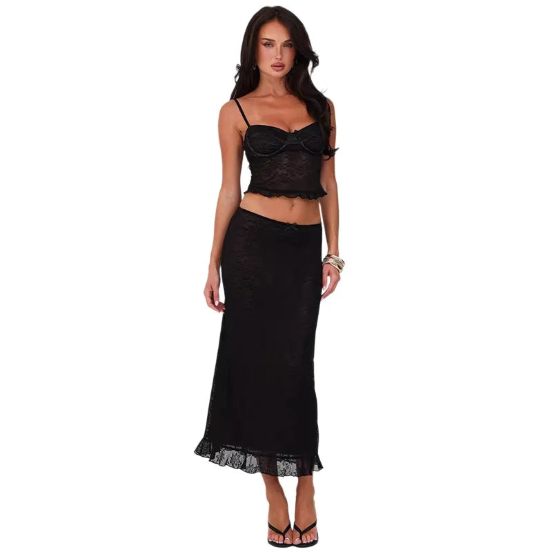 Ankle-Length Skirt Suit Slim Cleavage Backless Halter Suit