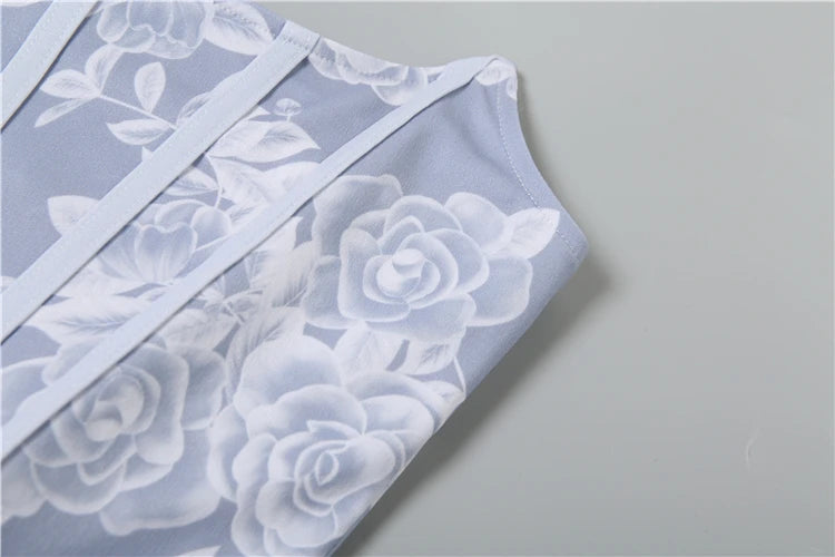 Patchwork Dress Anti-Fishbone Flower Dark Lines Bandeau Multi-Layered Pleats Fluffy Sweet Mini Bodycon