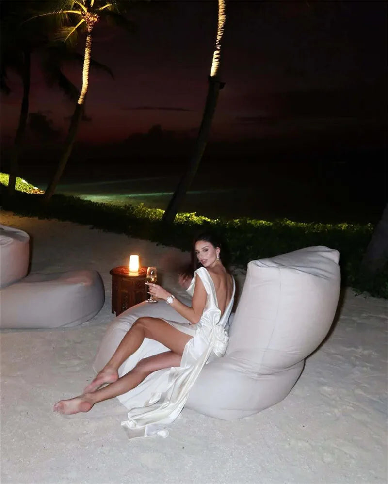 Satin Backless High Split Maxi Dress