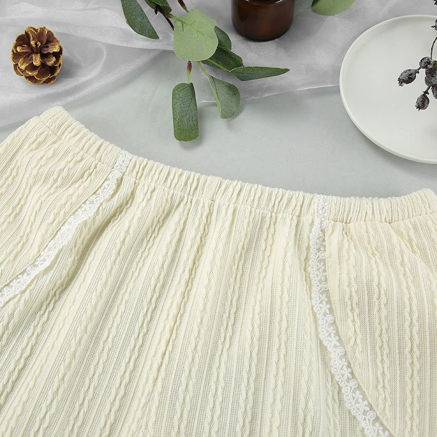 Lace Patchwork Pajamas Sets Hollow Out Crop Top Sleep Spaghetti Strap Night Shorts Nightie Suits