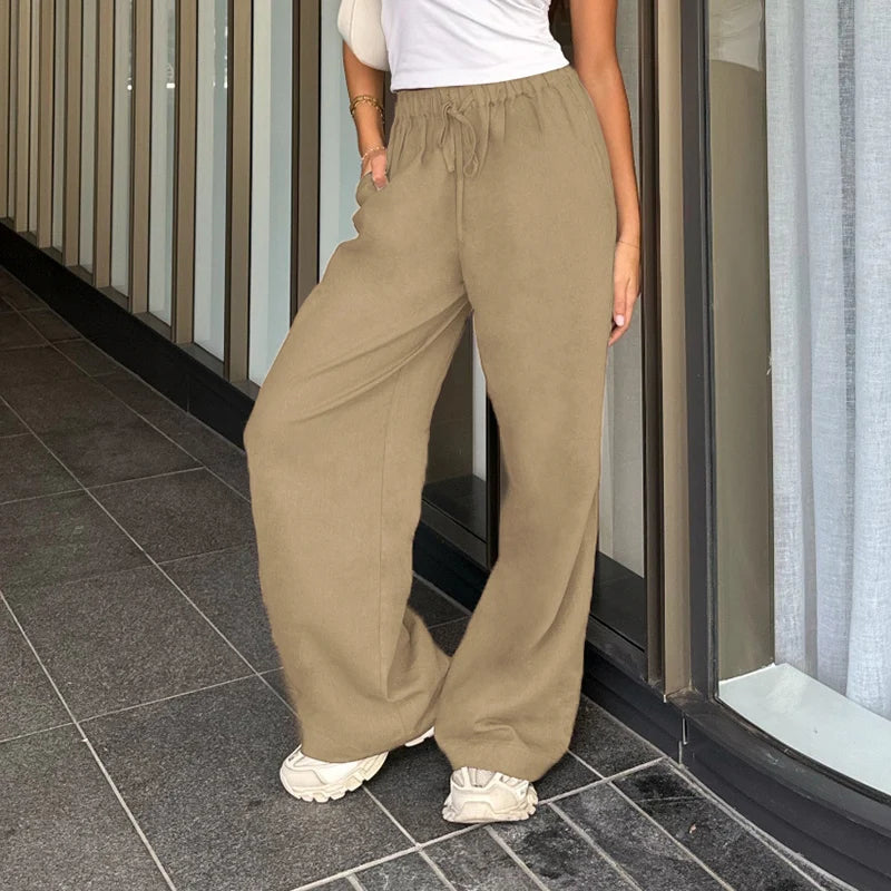 Loose Trousers Drawstring Wide Leg Pants Lersure All-match Bottoms