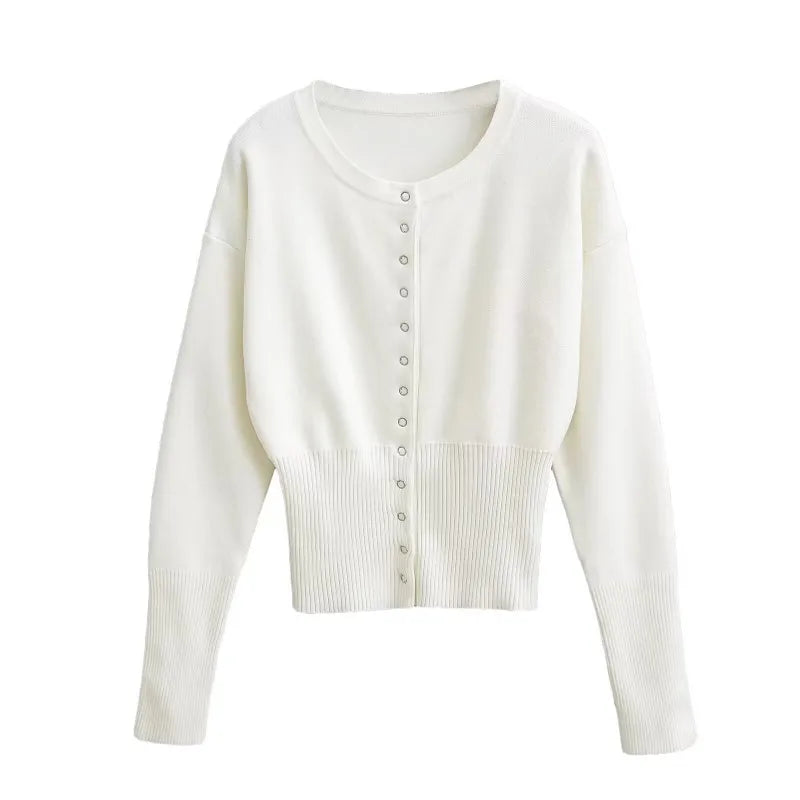 Knit Cardigan Top Ribbed Patchwork Slim Cropped Inner Top Knit Cardigan Out
