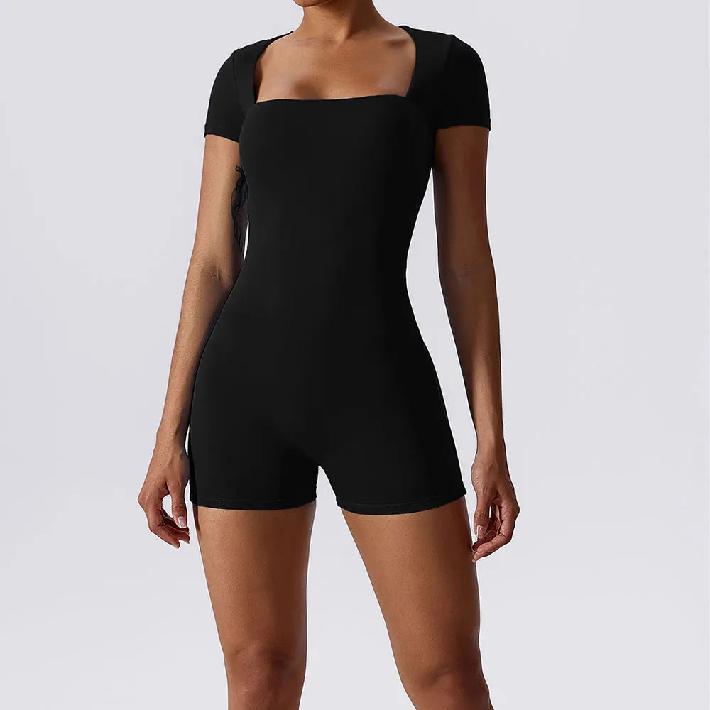 Yoga Suit Short One Piece Sports Suit Short Sleeve Gym Push Up Training Fitness Yoga Bodysuit Sports