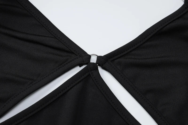 V Neck Hollow Out Backless Bodycon Maxi Dress