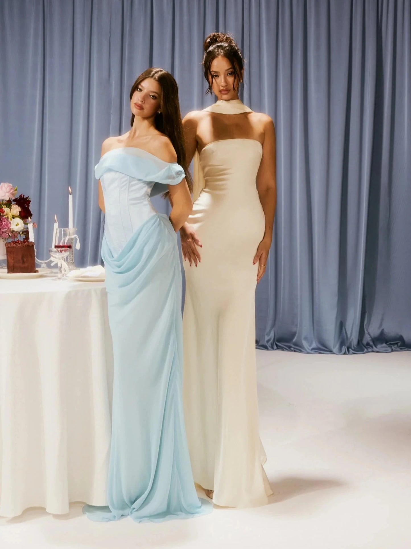 Blue Mesh Backless Bodycon Maxi Dress