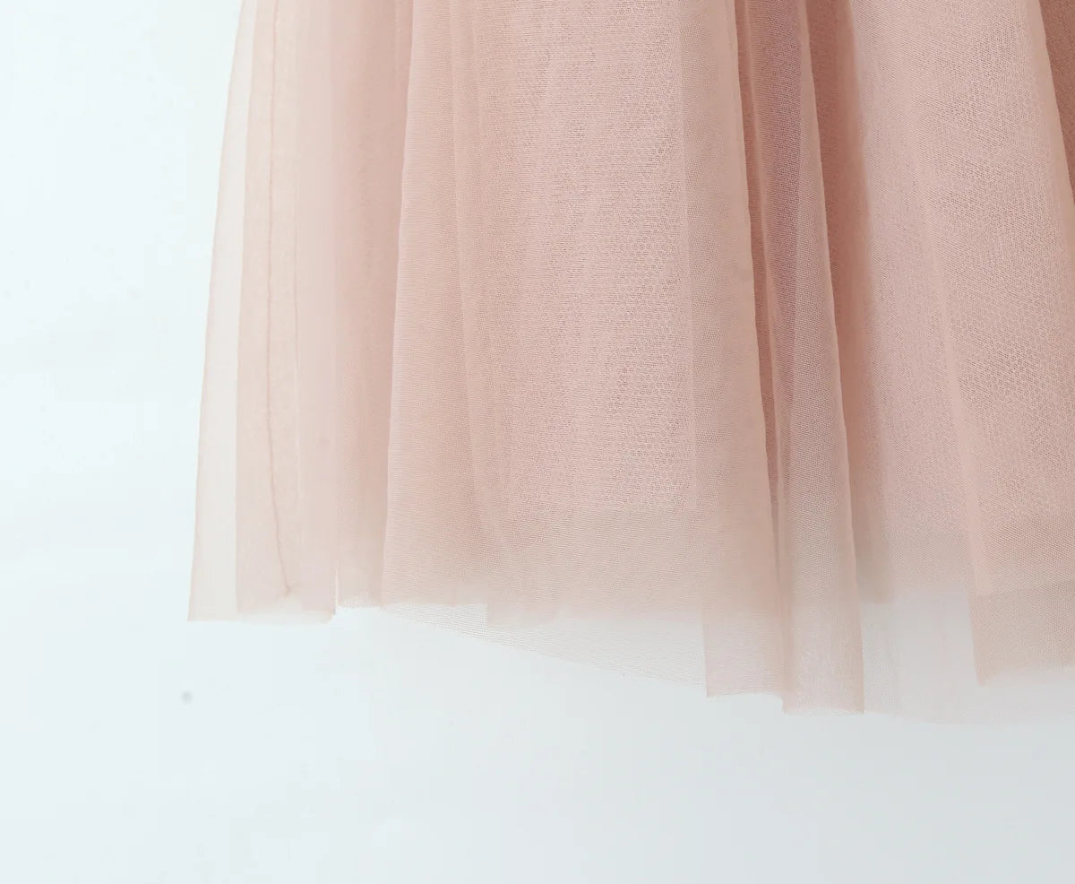 Spaghetti Strap Dresses Pink Puffy Cake Dress Mini Mesh Backless Dress