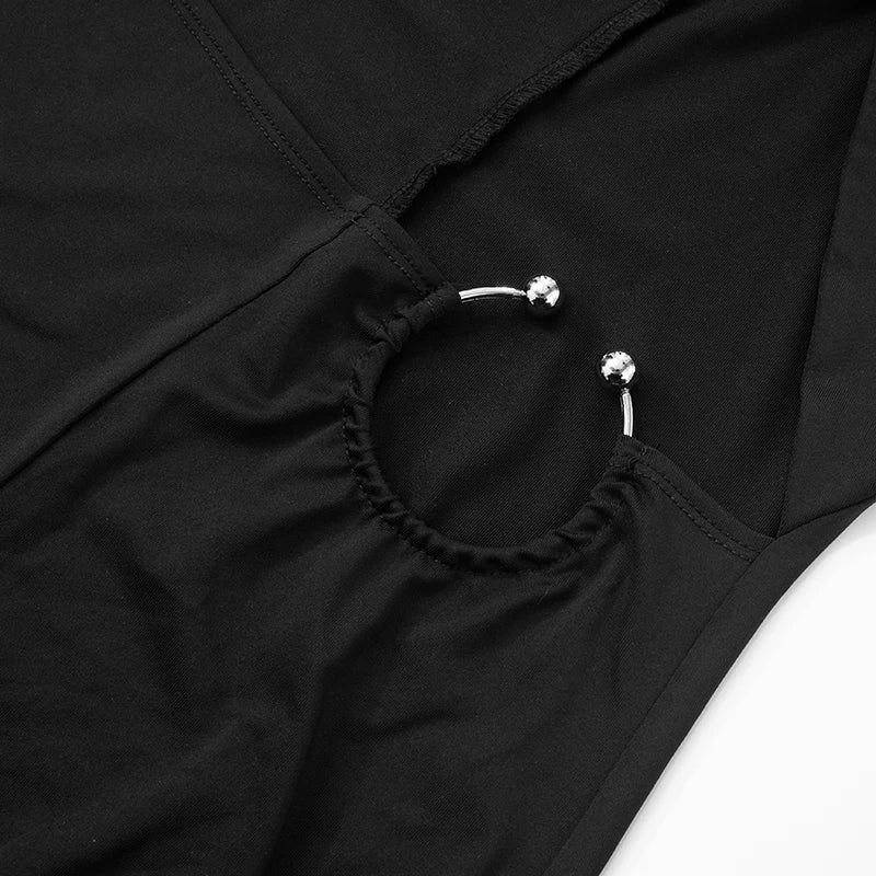 Black Hollow Out One Shoulder Jumpsuit