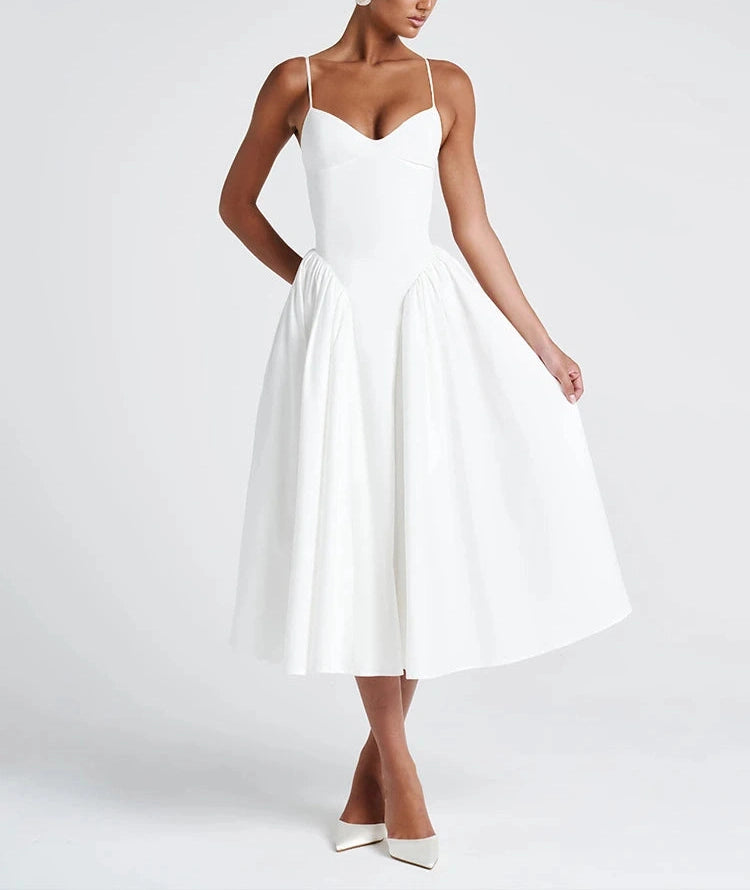 Low-Neck Dress Large Hem Halter Backless Skinny Banquet