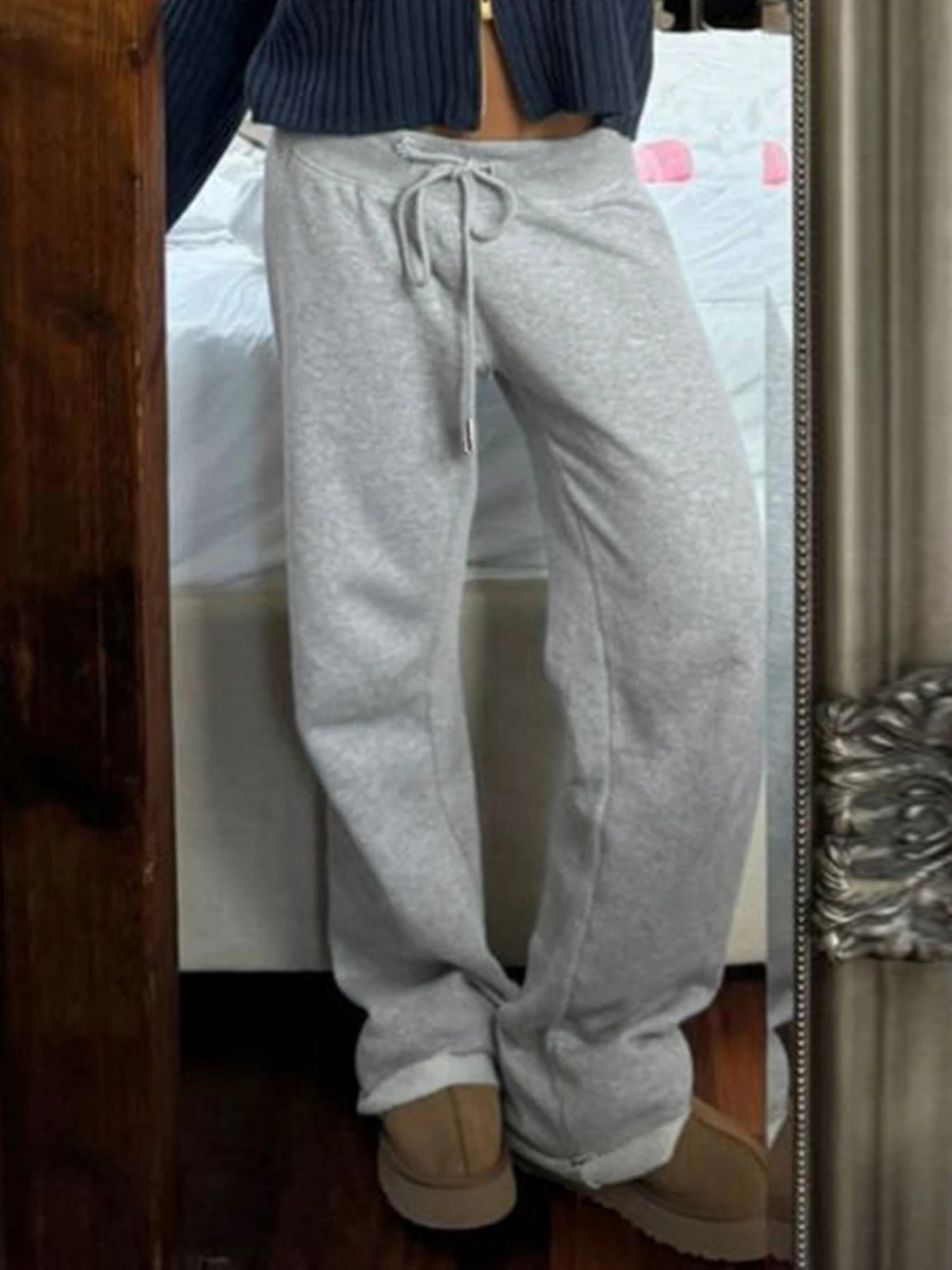 Joggers Sweatpants Lace-up Straight Pants Bottoms