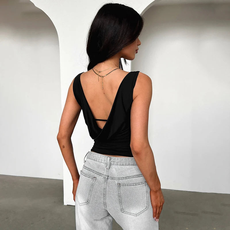 Black Backless Tank Top