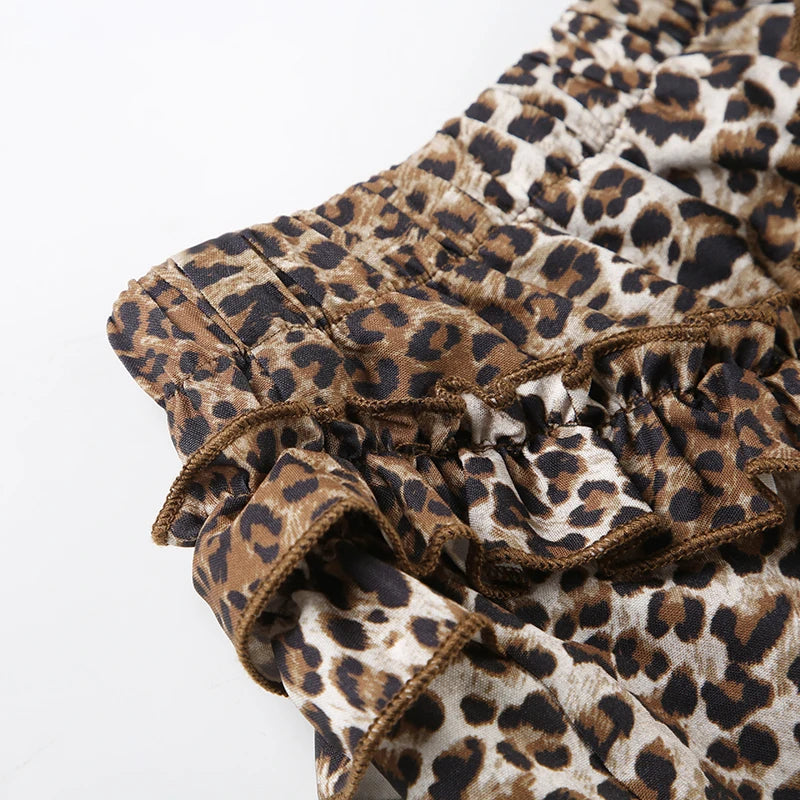 Leopard Print Mini Skirts Ruched 's Bottoms