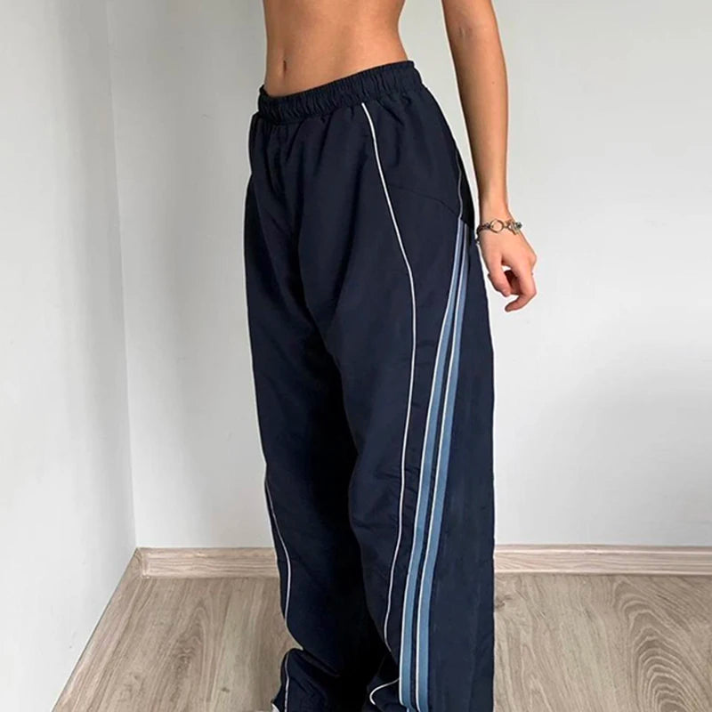 Striped Print Joggers Parachute Cargos Loose Baggy Sweatpants Pants