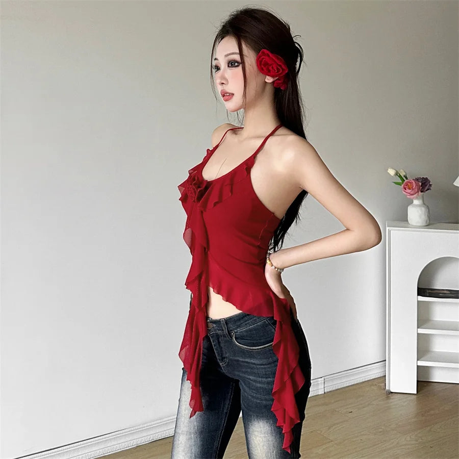 Hip-hop Cute All-match able Thin Backless Halter Vest