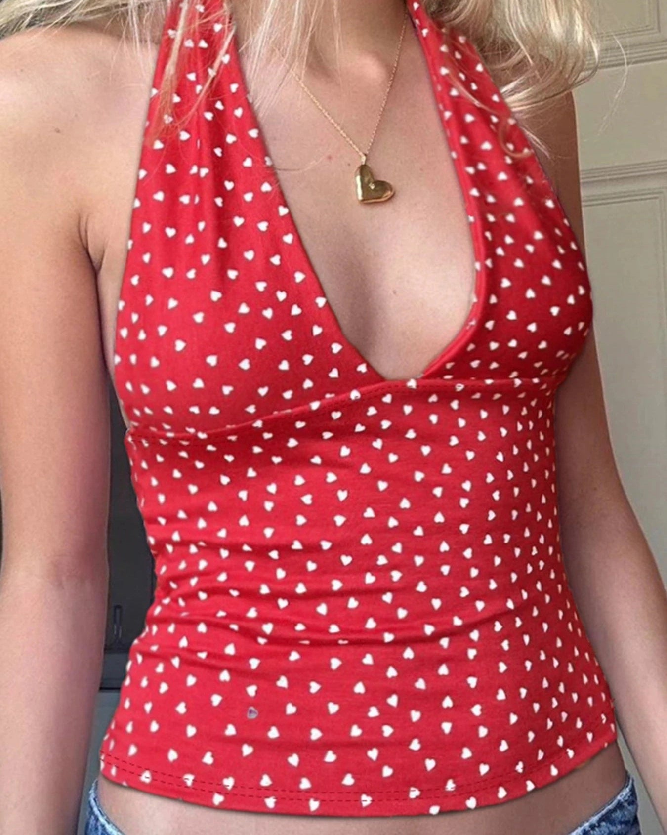 Sweet Halter Tanks Sleeveless Hotsweet V-Neck Backless Blouses