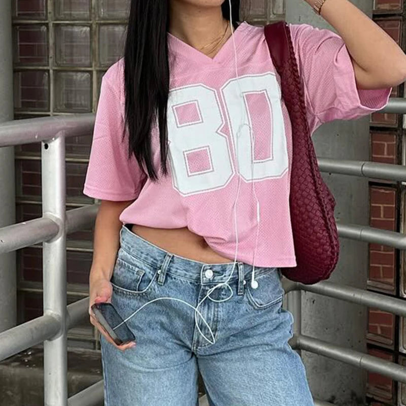 Looe Tee Shirt V-neck Overiz Short Sleeve