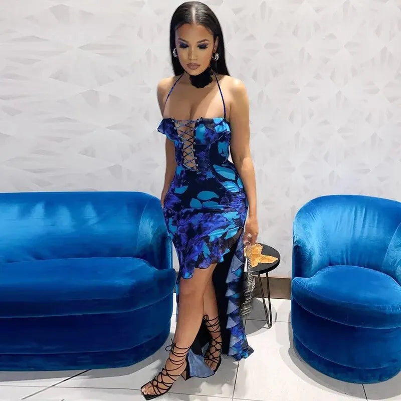 Blue Bodycon Midi Dress