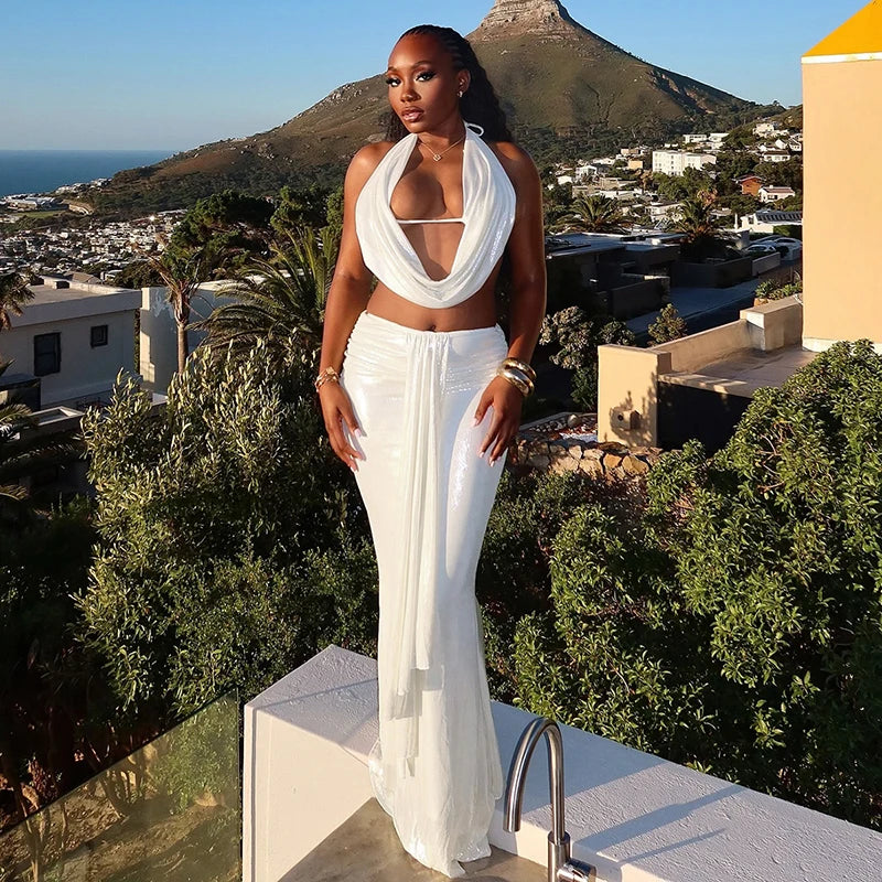 White Fishtail Two Piece Set