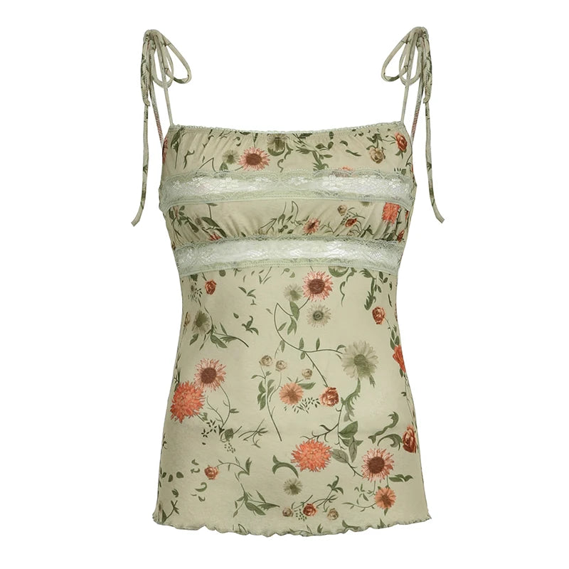 Green Lace Floral Top