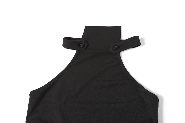 Maxi Dress Waistless Halter Hollow Cropping s Stretch Sleeveless