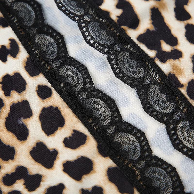 Leopard Lace Trim Split Top