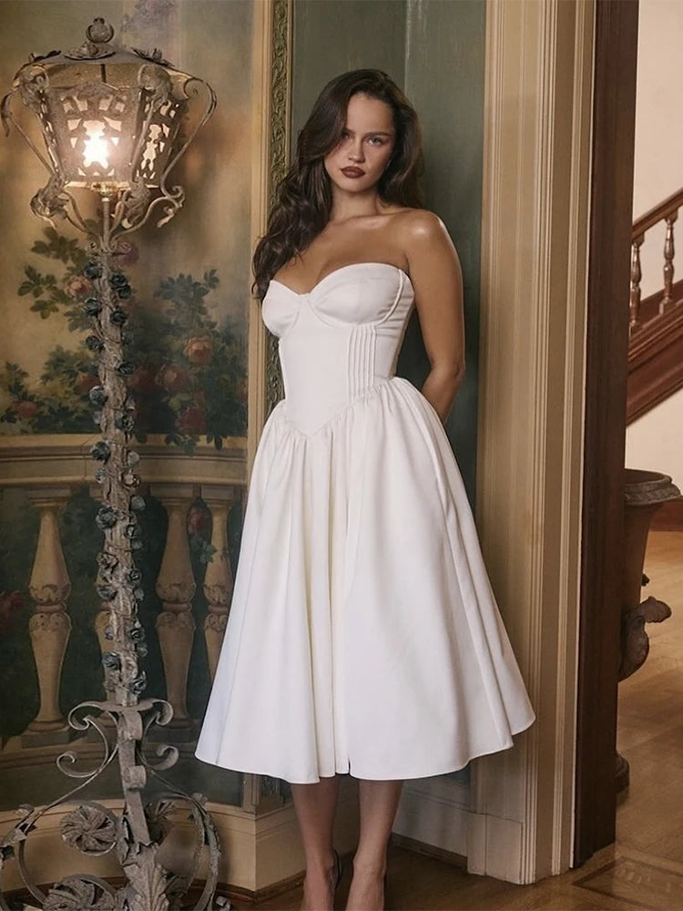 Backless Dress Cleavage Chest Wrap Loose Ruffles Gown Girl Long Bodycon