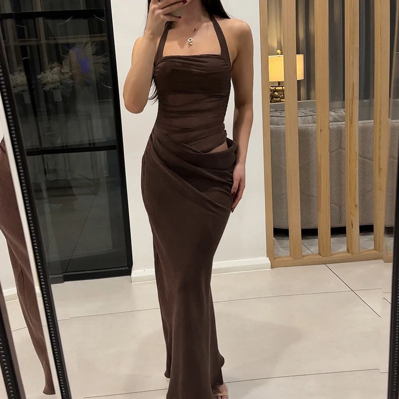 Halter Dress Backless Slits Bodycon Sleeveless